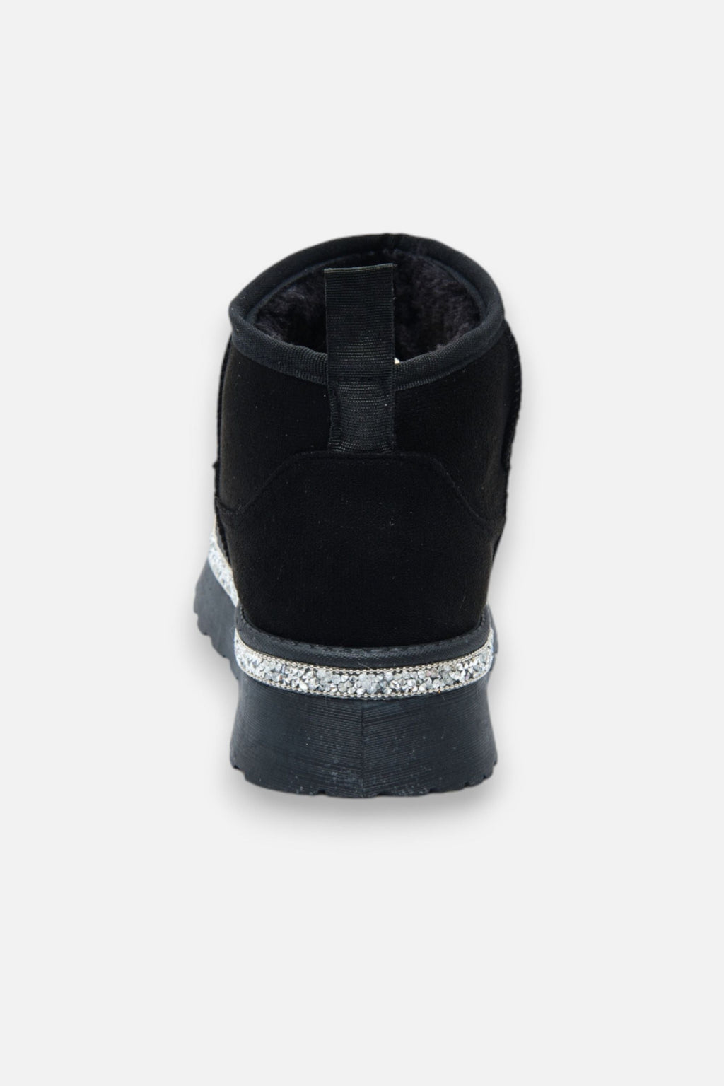 Glanzende kristallen trim platform ultra mini snugg boots in zwart 7