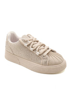 Kristallen Versierde Aura Lace-Up Sneakers in Nude kleur 3