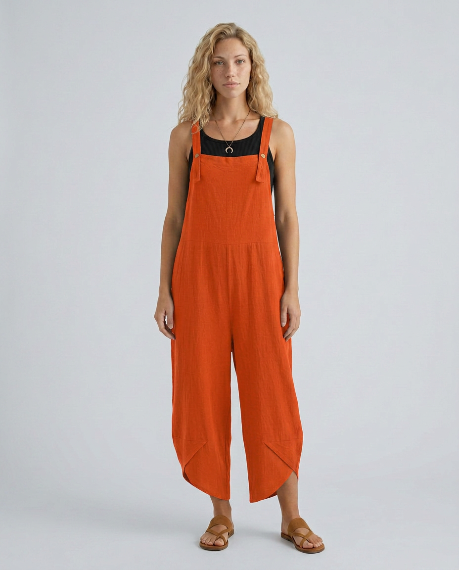 Lou ontspannen jumpsuit met brede pijpen in blauw 14