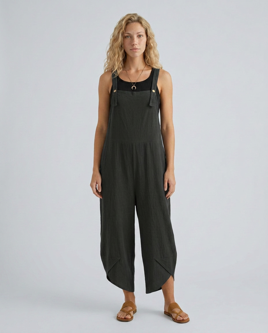 Lou ontspannen jumpsuit met brede pijpen in blauw 7