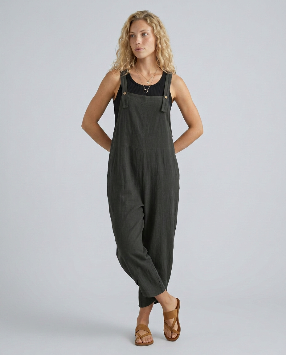 Lou ontspannen jumpsuit met brede pijpen in blauw 9