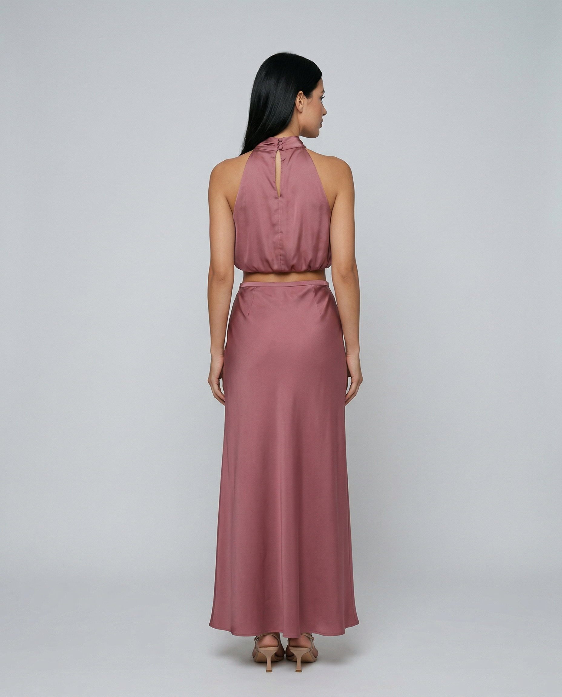 Elegante Polly twee-delige set met haltertop en maxi rok 10