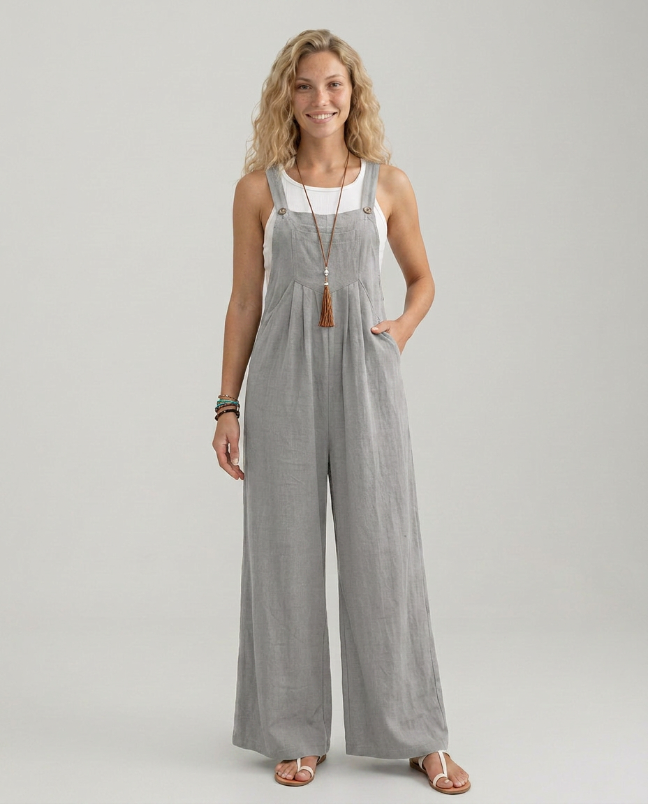 Rachel jumpsuit met wijde pijpen en verstelbare bandjes in zwart 11