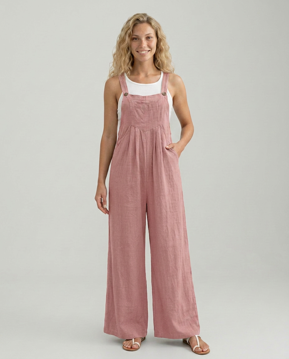 Rachel jumpsuit met wijde pijpen en verstelbare bandjes in zwart 15
