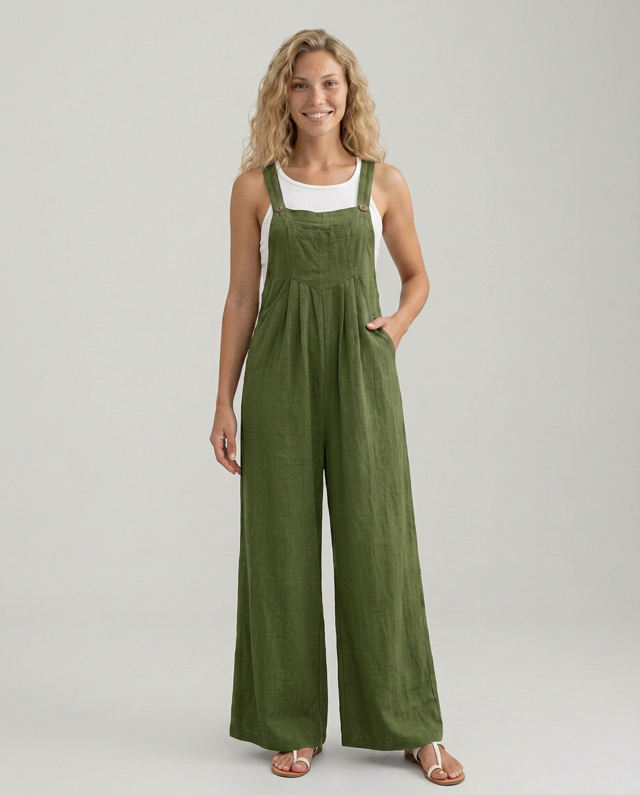 Rachel jumpsuit met wijde pijpen en verstelbare bandjes in zwart 5