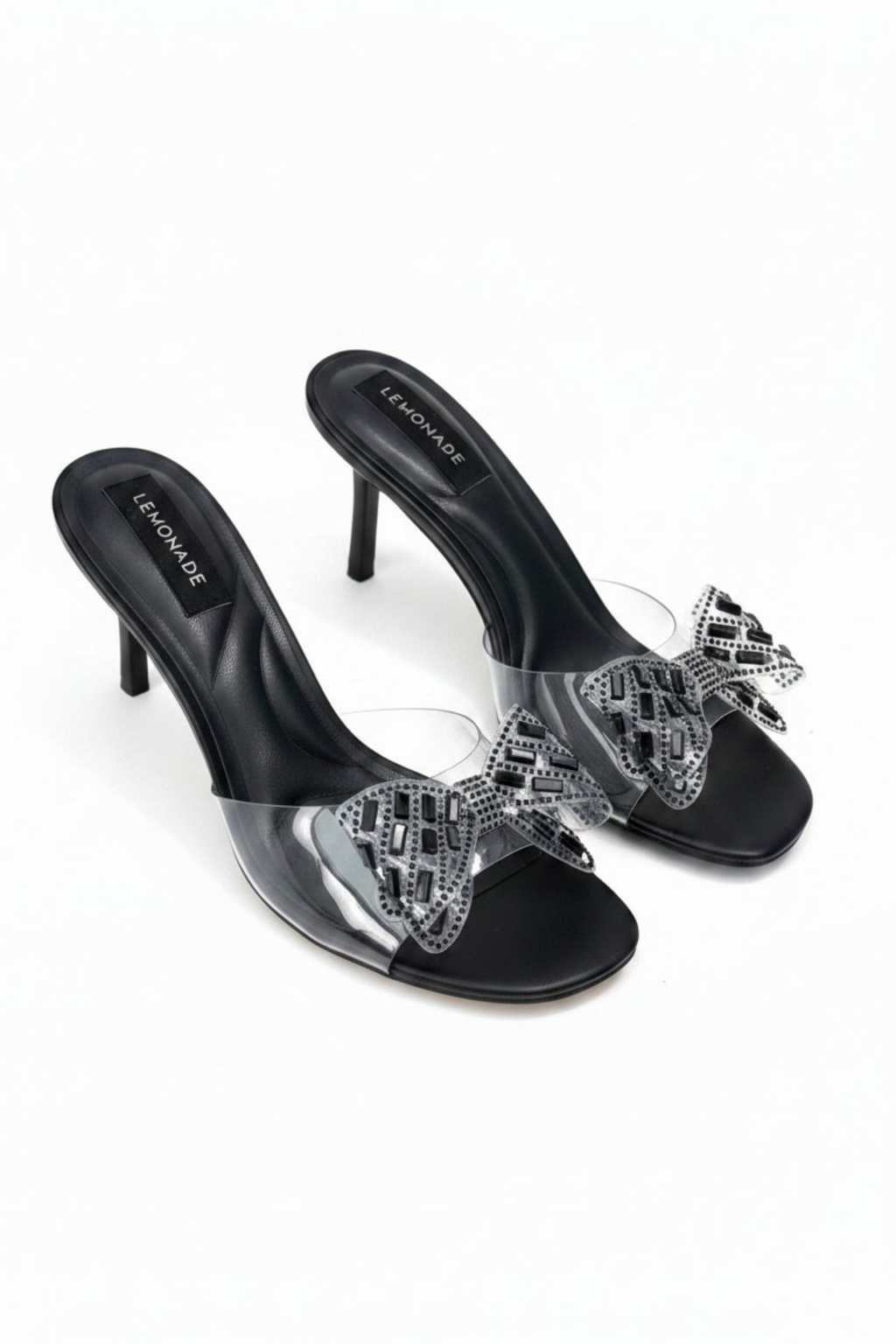 Glanzende Jelly Bow Hakken in Zwart 3