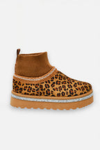 Sparkly Stretch Sock Warmer Mini Snugg Slipper Boots in Leopard print. 6