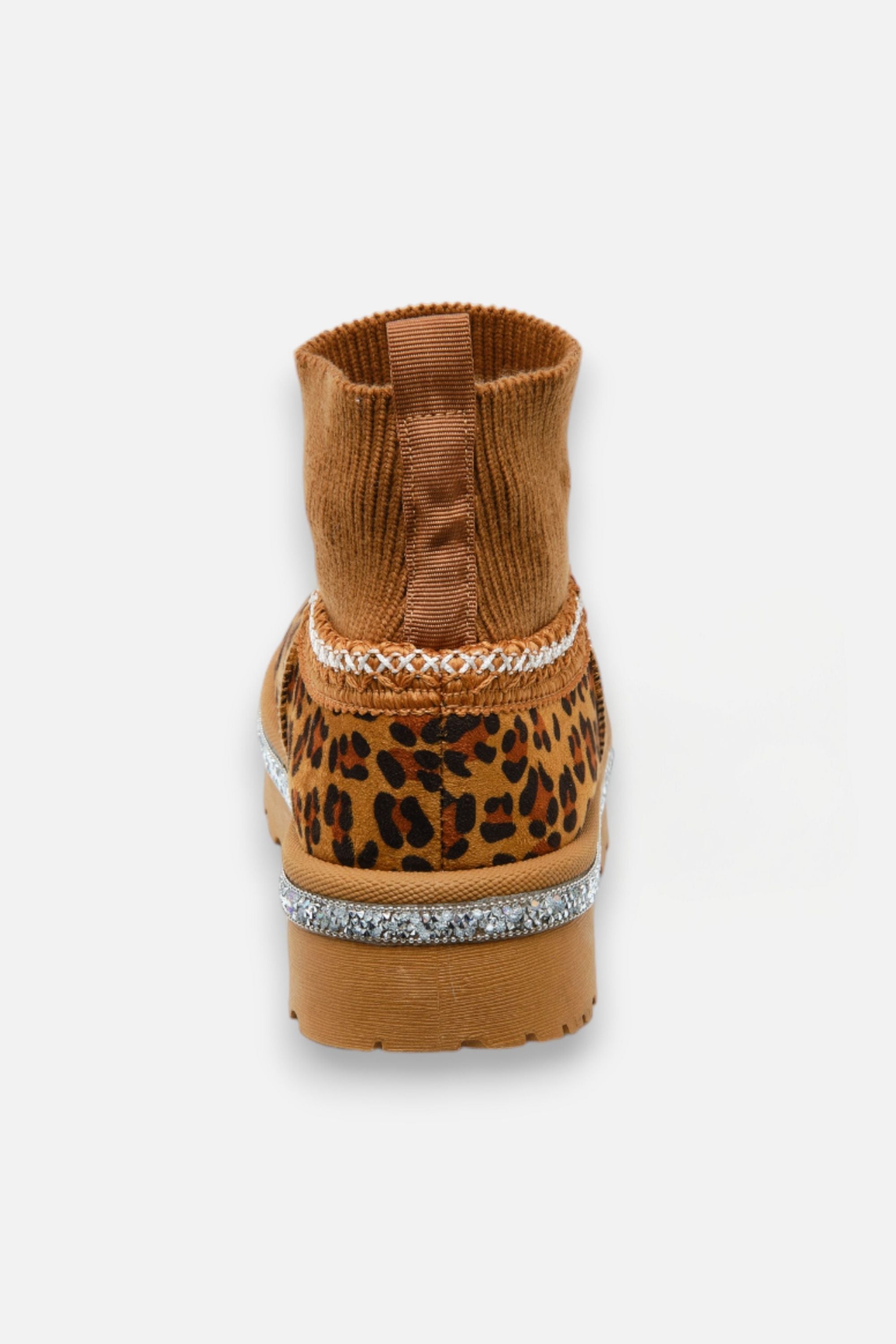 Sparkly Stretch Sock Warmer Mini Snugg Slipper Boots in Leopard print. 8