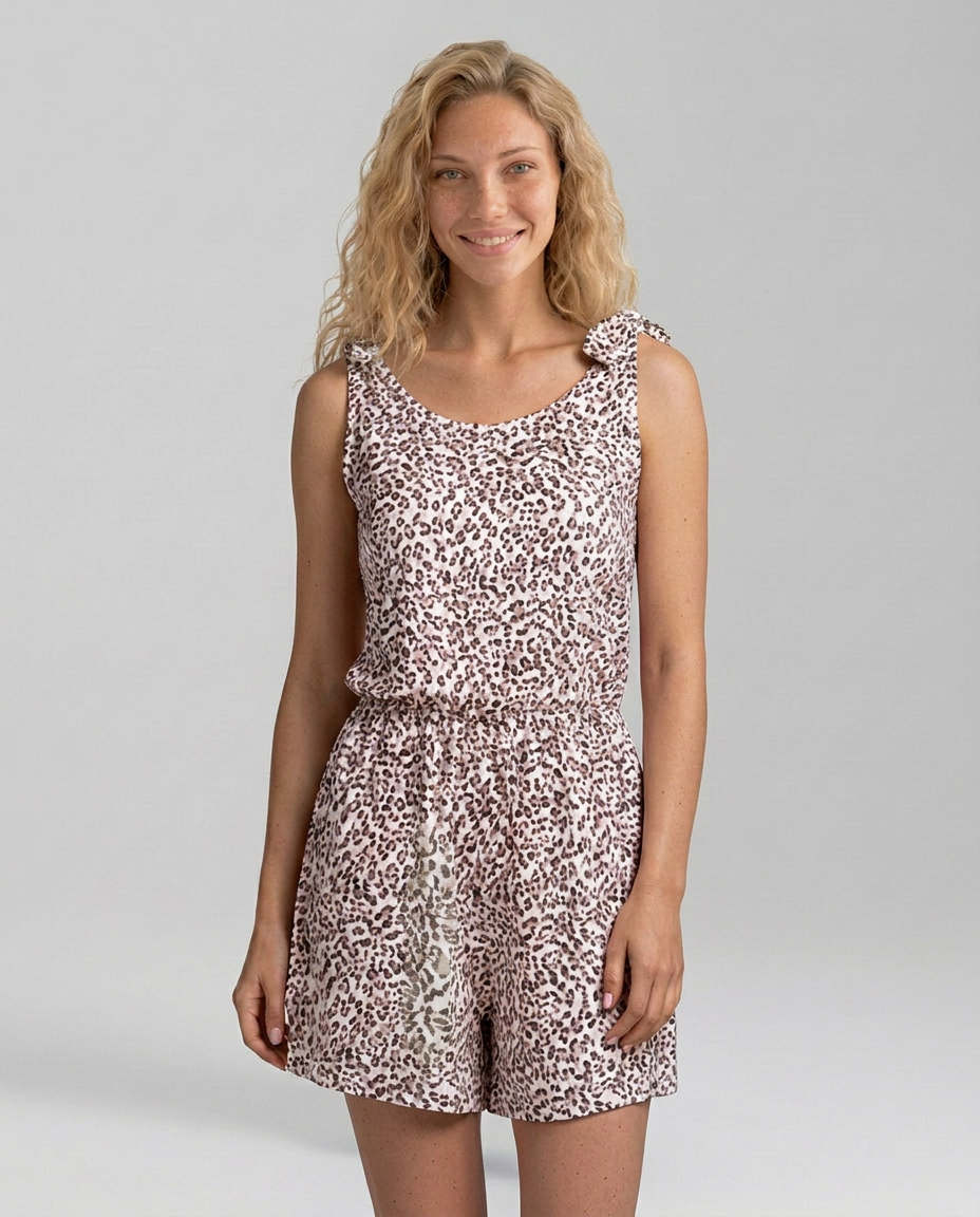 Faye gedrukte playsuit met schouderbanden in roze en wit 4