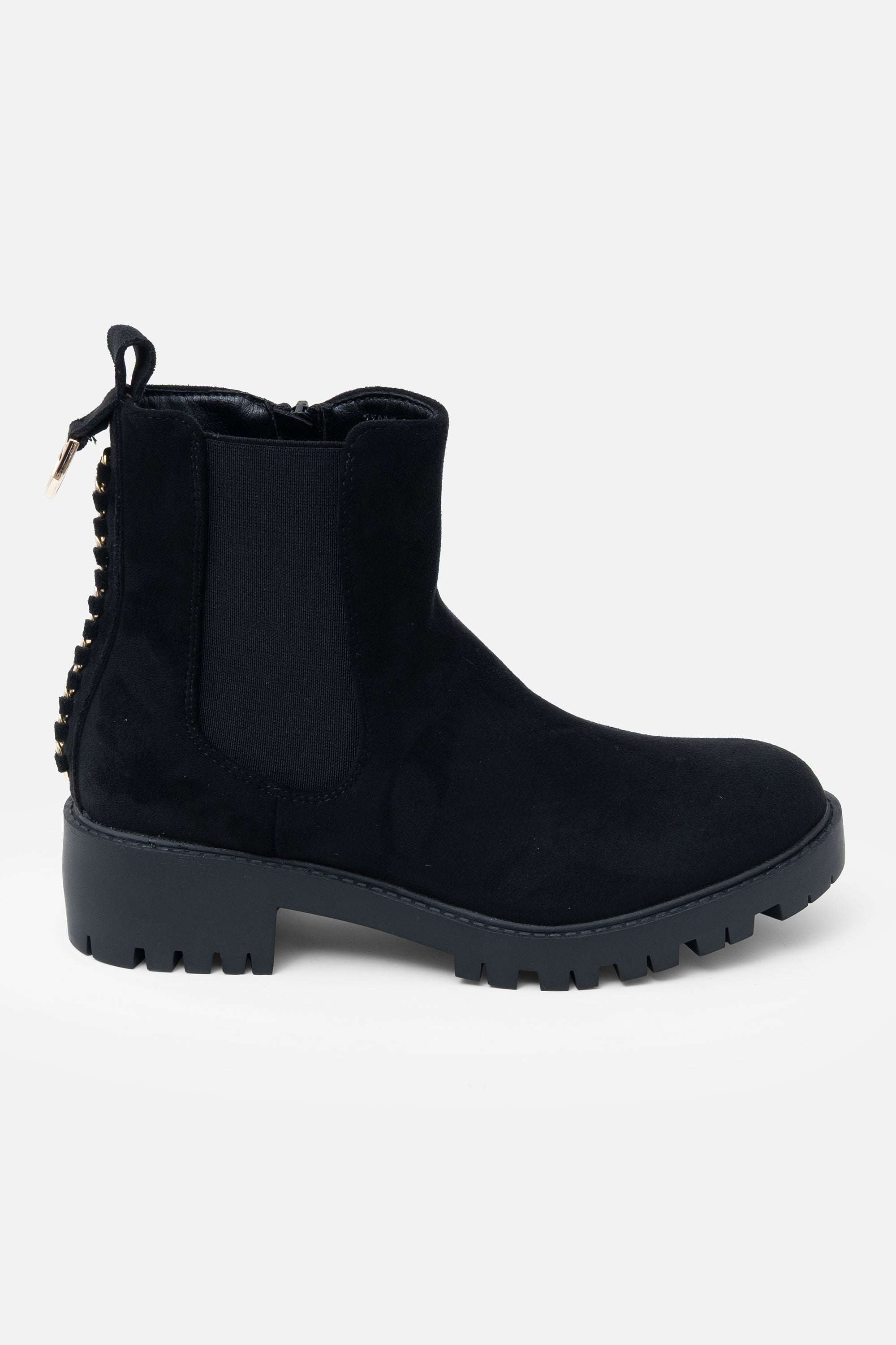 Sprankelende Chainstorm Boots in zwart met chunky zool en kettingveters. 5