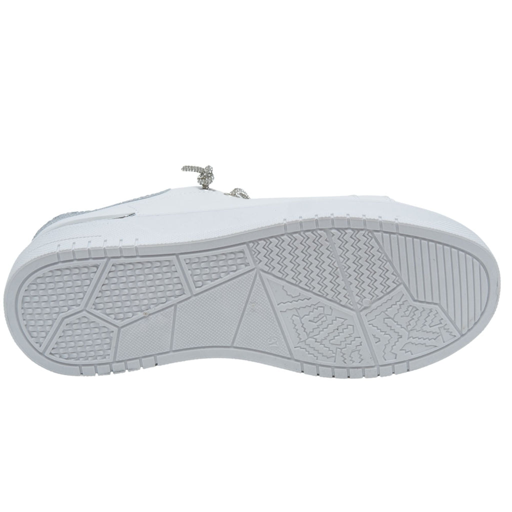 Sprankelende zilveren sneakers met glitter en veters 7