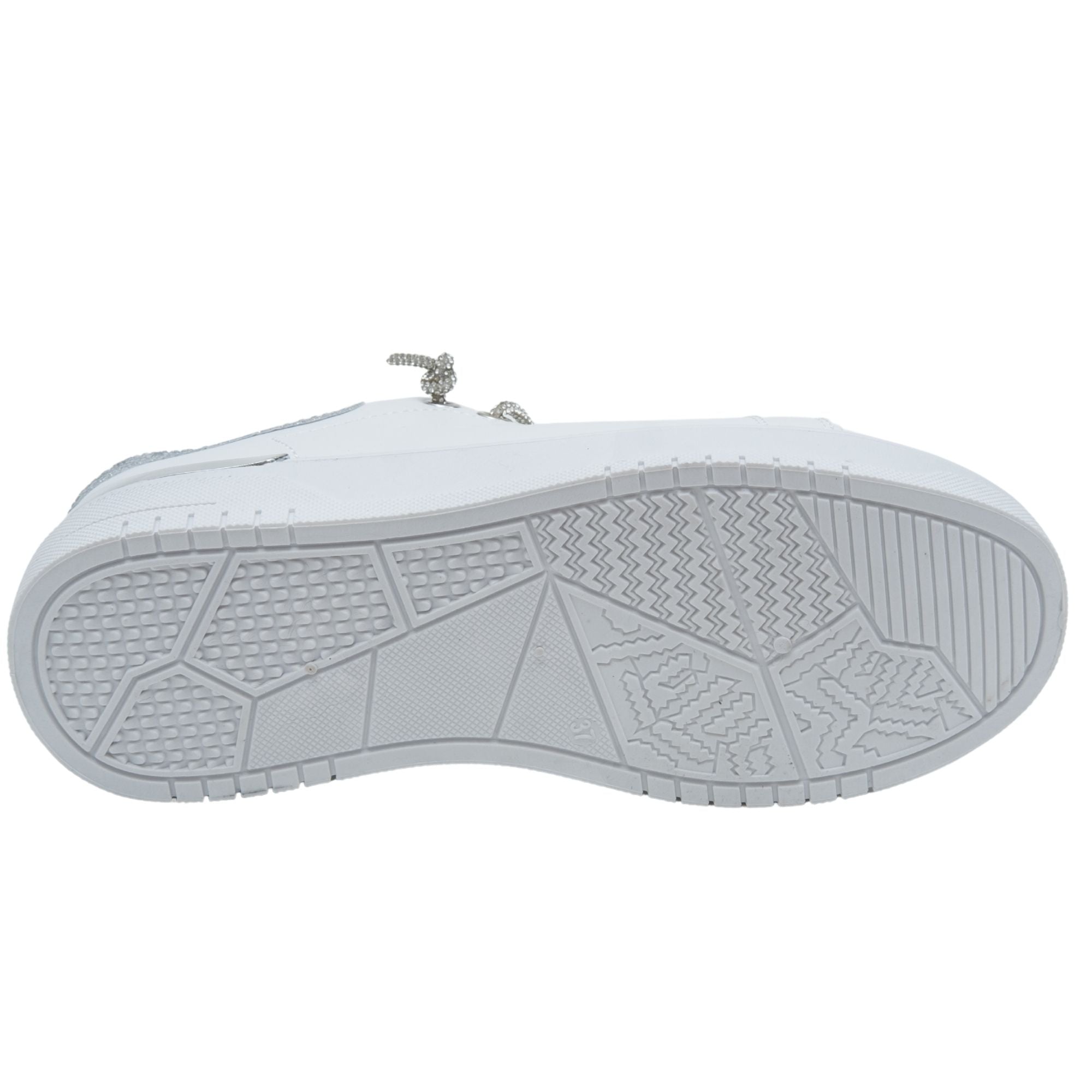 Sprankelende zilveren sneakers met glitter en veters 7