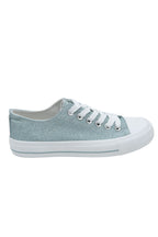 Sprankelende glitter canvas sneakers in blauw met chunky zool. 4