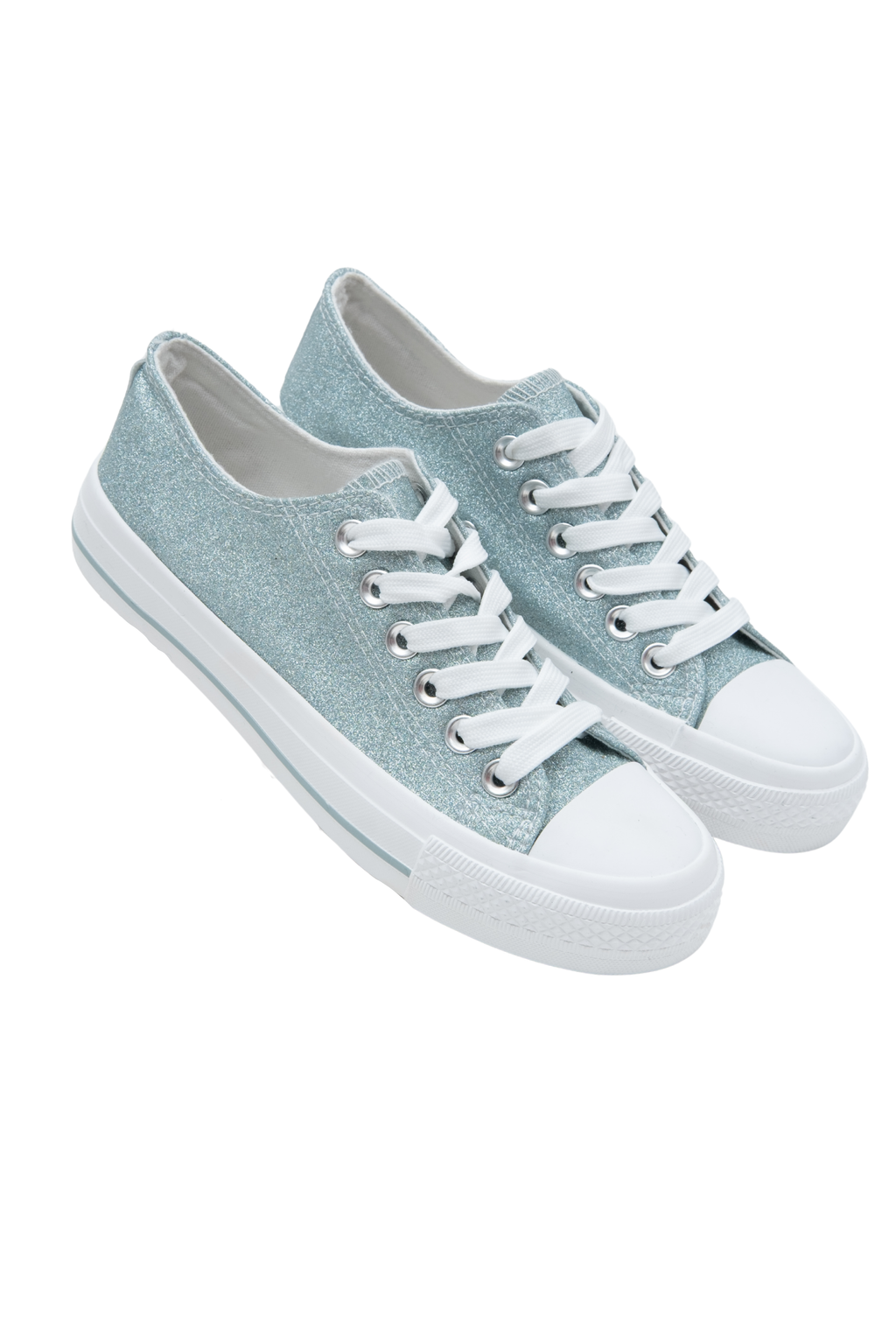 Sprankelende glitter canvas sneakers in blauw met chunky zool. 5