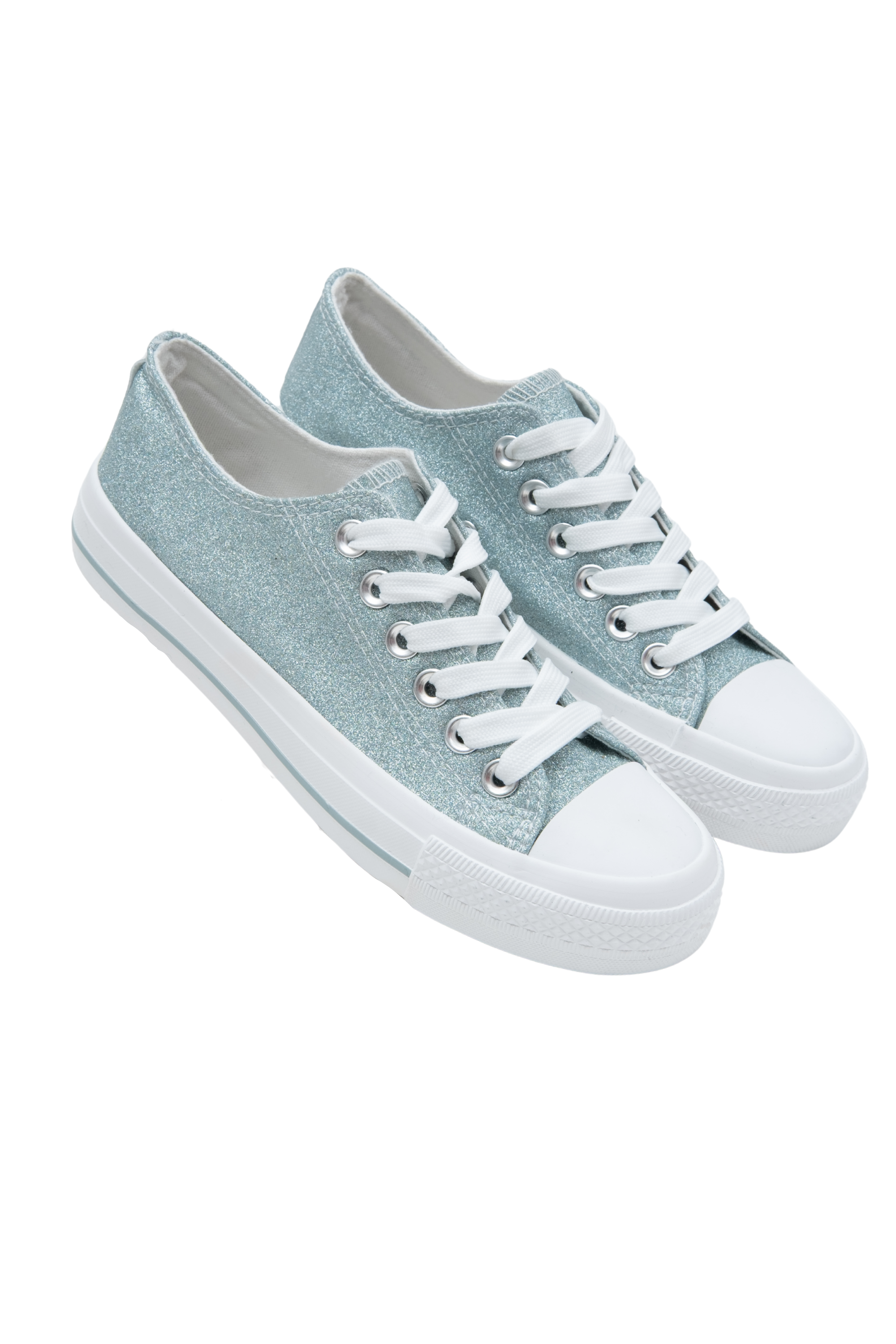 Sprankelende glitter canvas sneakers in blauw met chunky zool. 5