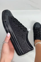 Sprankelende zwarte glitter canvas sneakers voor elke gelegenheid. 3