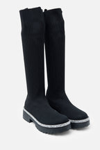 Sprankelende Kalf Stretch Soklaarzen in zwart met chunky zool. 3