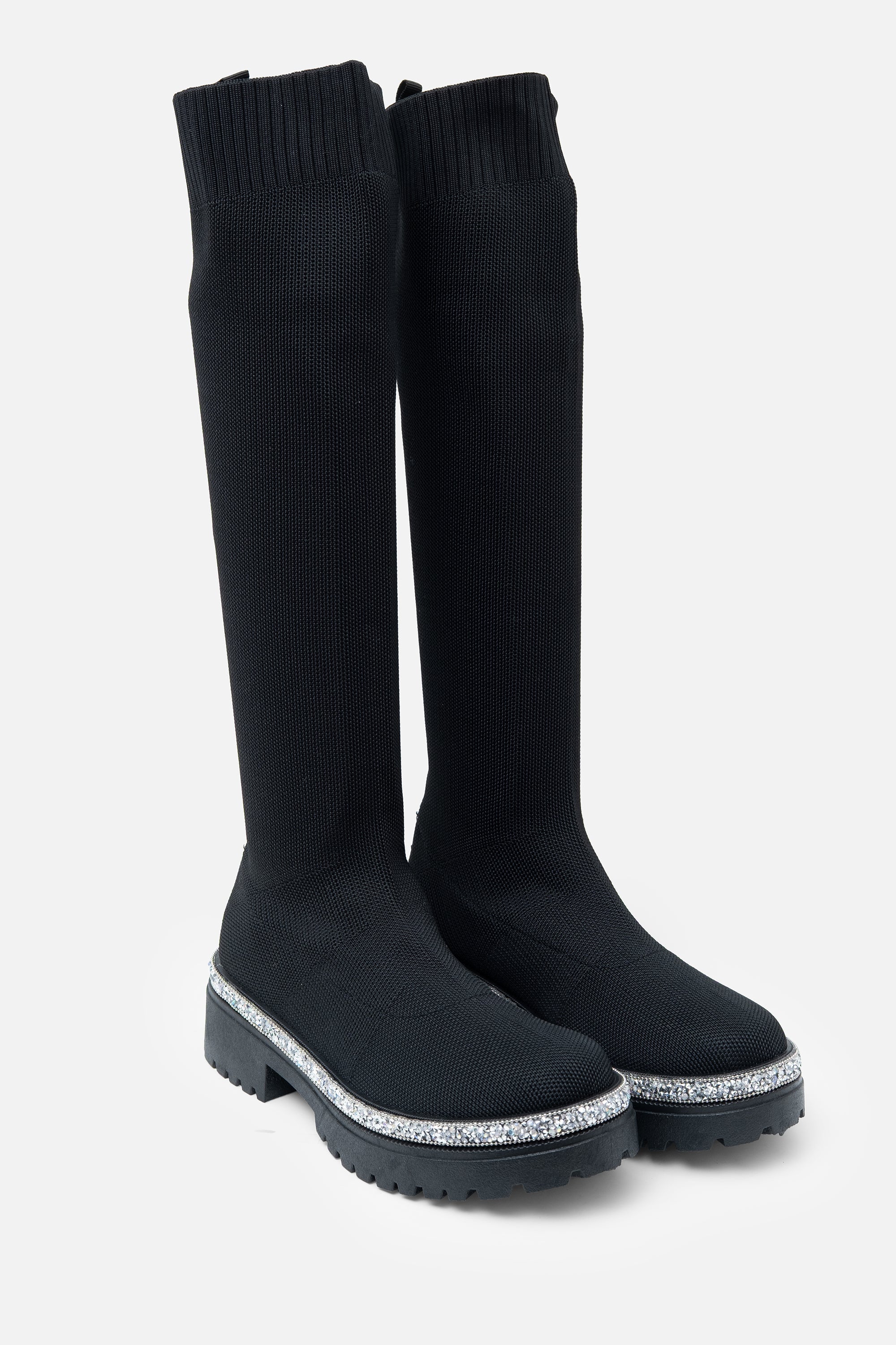 Sprankelende Kalf Stretch Soklaarzen in zwart met chunky zool. 3