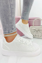 Sprankelende kristallen sneakers in wit voor dames. 3