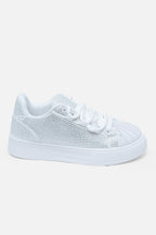 Sprankelende kristallen sneakers in wit voor dames. 4