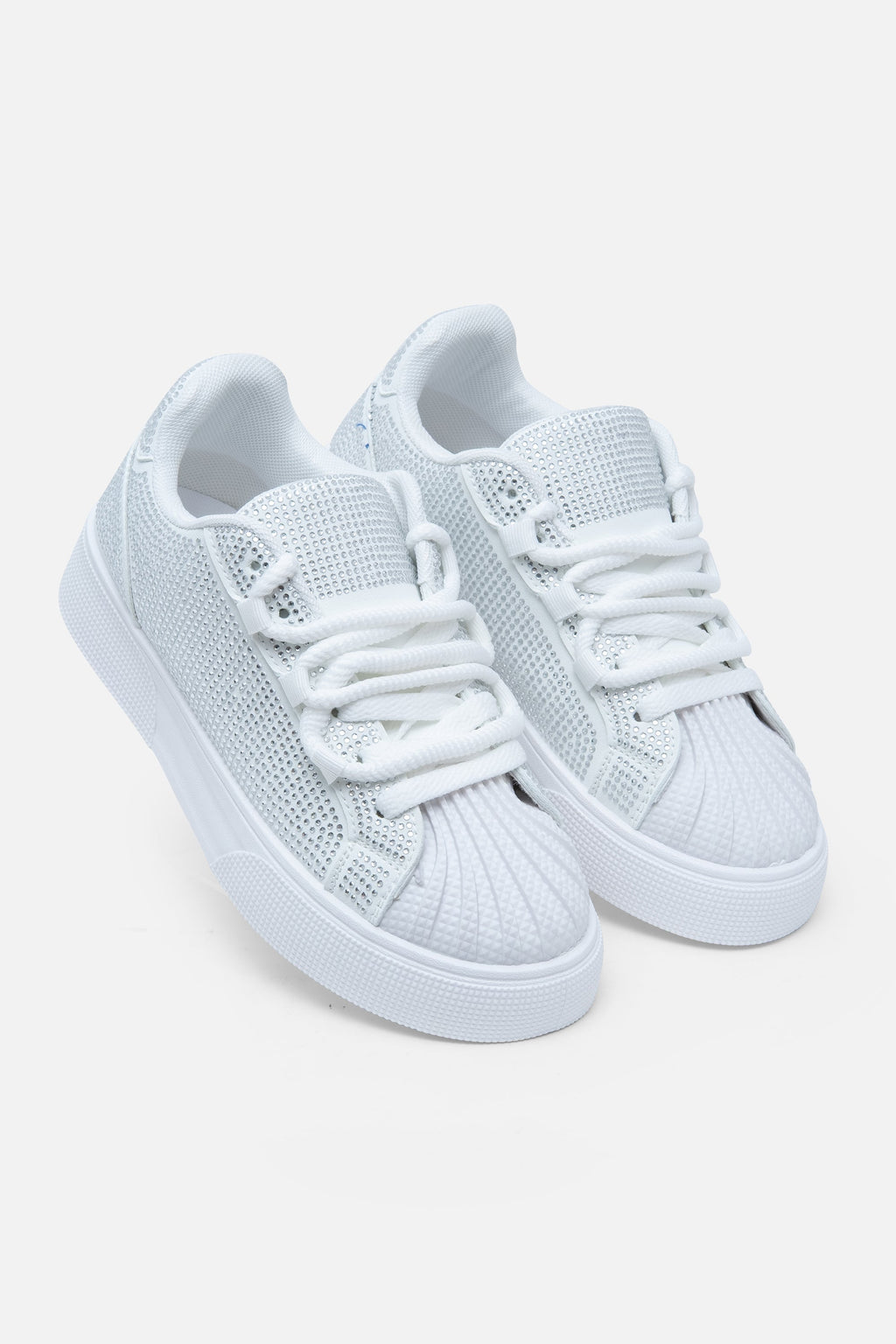 Sprankelende kristallen sneakers in wit voor dames. 5