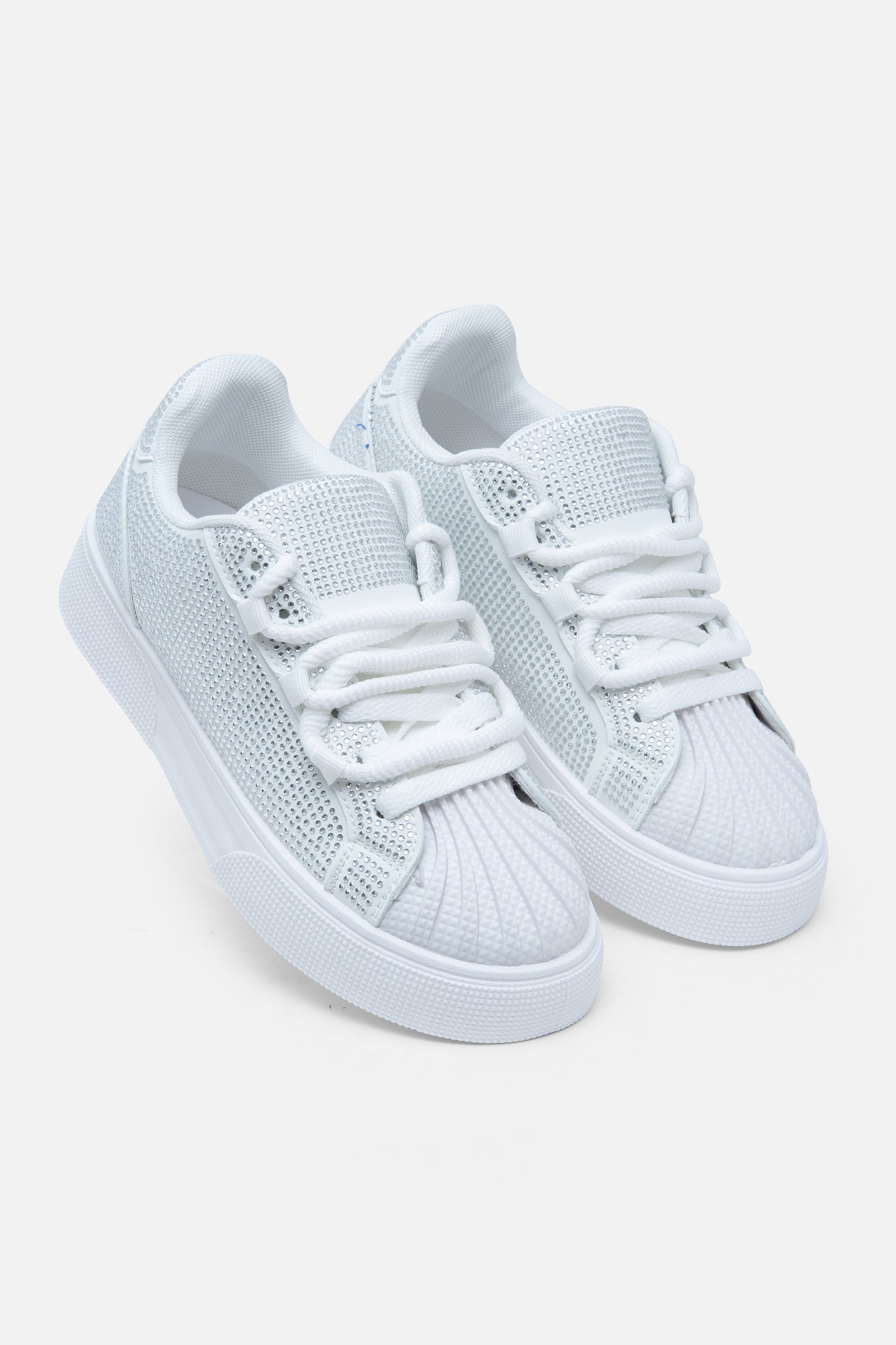Sprankelende kristallen sneakers in wit voor dames. 5