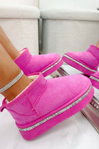 Sprankelende fuchsia snugg boots met platform en nepbont voering. 2