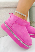 Sprankelende fuchsia snugg boots met platform en nepbont voering. 3