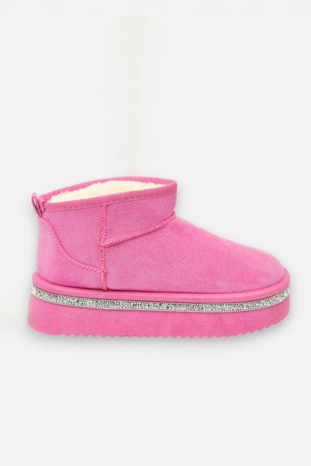 Sprankelende fuchsia snugg boots met platform en nepbont voering. 5