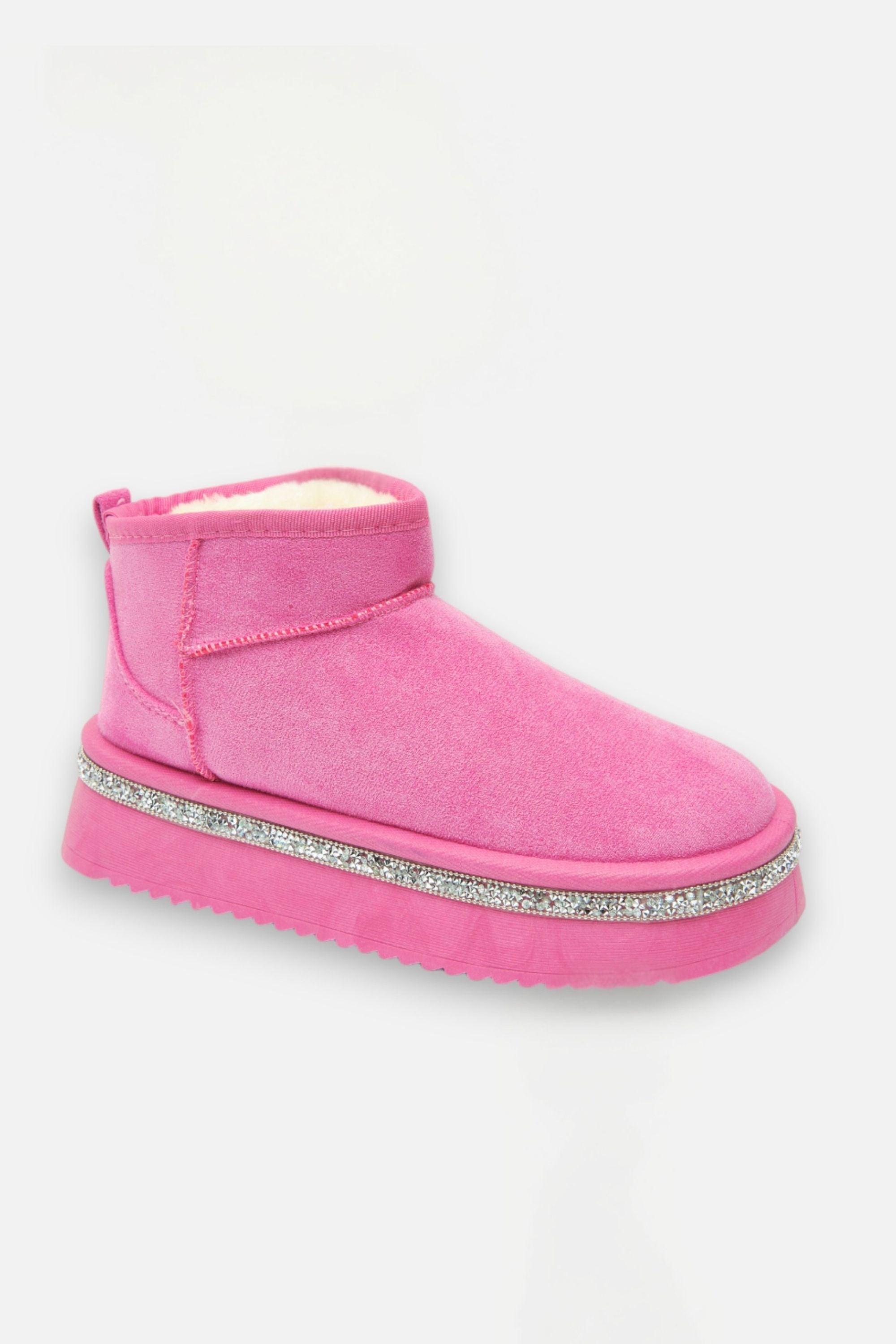 Sprankelende fuchsia snugg boots met platform en nepbont voering. 6