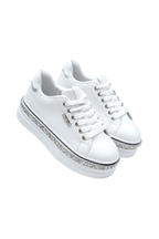 Sprankelende witte wedge trainers met kristal trim. 9