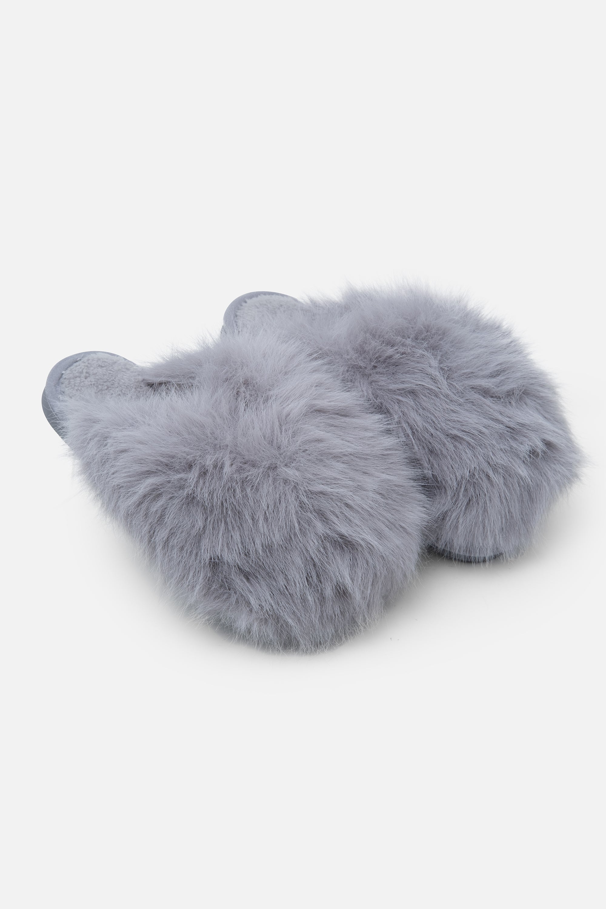 Ultieme Cosy Fluffy Slippers in luxe grijs met nepbont 6