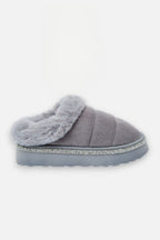 Zachte grijze slippers met crystal trim 8